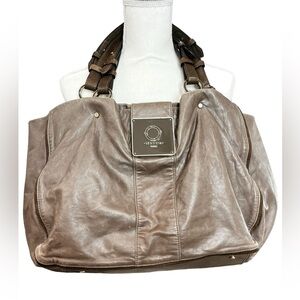 Sequoia Paris Leather & Nylon Tote Bag Brown Black Large French Designer